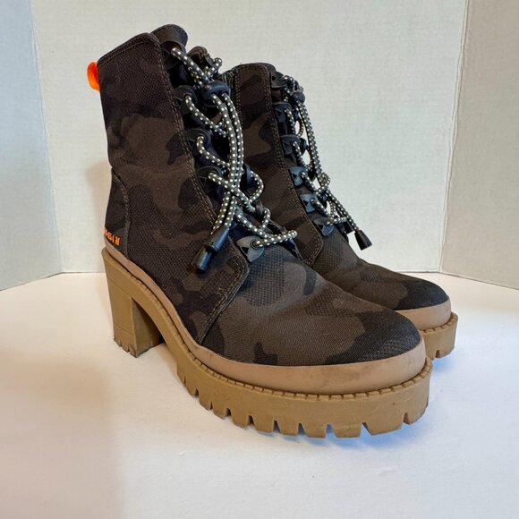 Steve Madden Brawler Combat Boots Size 7.5 Green Camo Platform Lug Sole Chunky - Picture 4 of 10